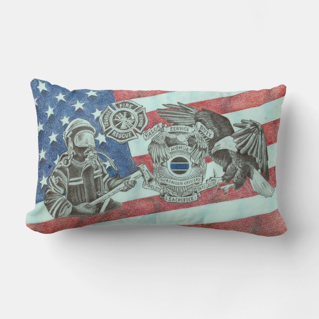 Patriotic First Responders Lumbar Pillow (Front)