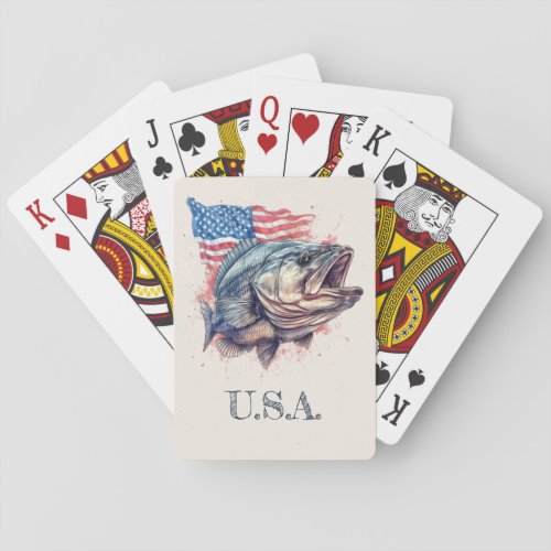 Patriotic Fisherman Classic Playing Cards