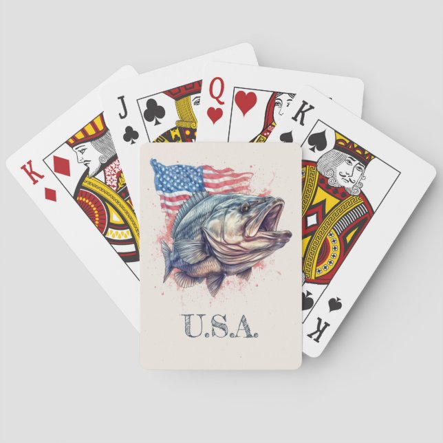 Patriotic Fisherman Classic Playing Cards (Back)