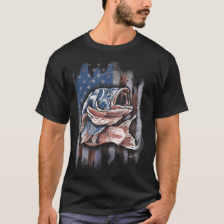 Patriotic Fishing 4Th Of July Men Amercian Flag Ba T-Shirt