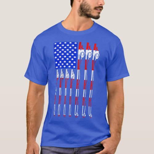 Patriotic Fishing American USA Flag Fishing Pole T_Shirt