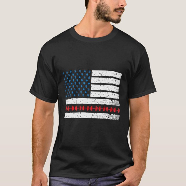 Patriotic Fitness Trainer Usa American Flag Bodybu T-Shirt (Front)
