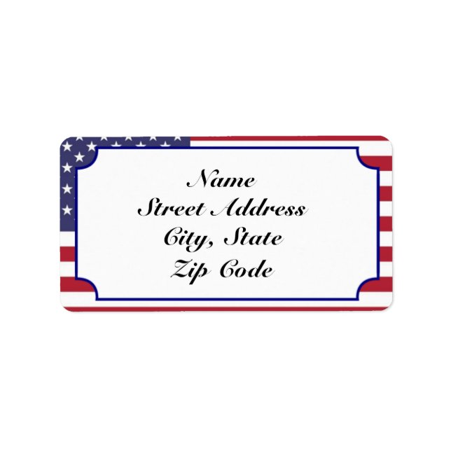 Patriotic Flag Address Labels Personalize (Front)