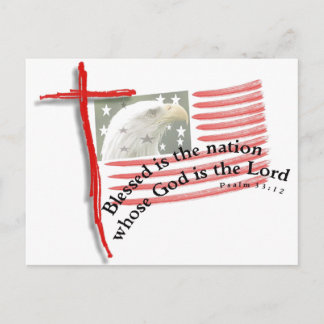Patriotic Flag and Cross Postcard
