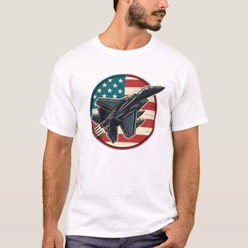 Patriotic Flag and F_15 Jet T_Shirt