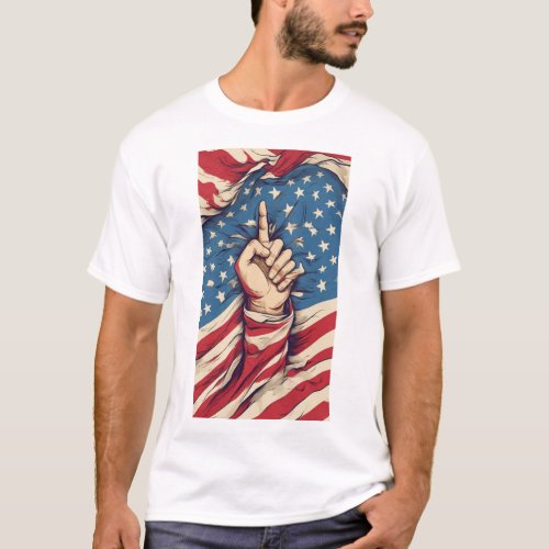 Patriotic Flag and Hand T_Shirt Vector Design