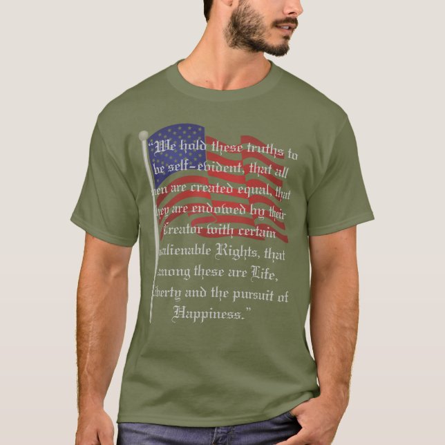 Patriotic Flag and The Declaration of Independence T-Shirt (Front)