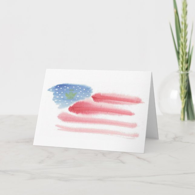 Patriotic Flag & Angel Christmas Card - Customize (Front)