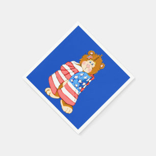 Patriotic Flag Bear Paper Napkins