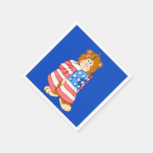Patriotic Flag Bear Paper Napkins (Corner)