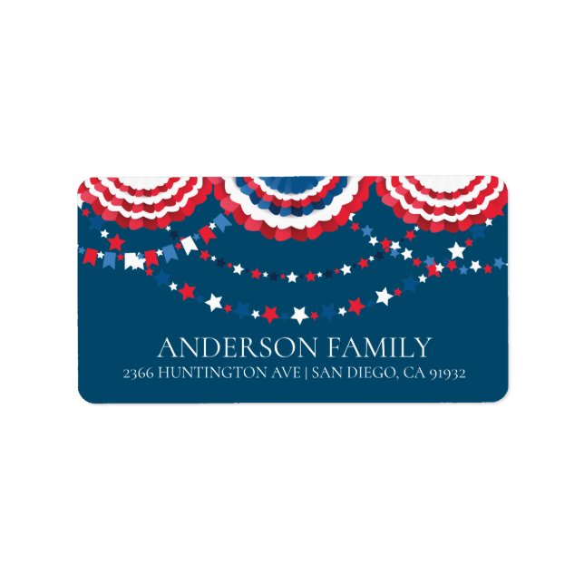 Patriotic Flag Bunting Return Address Label (Front)