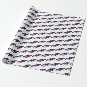 patriotic flag butterfly on white wrapping paper