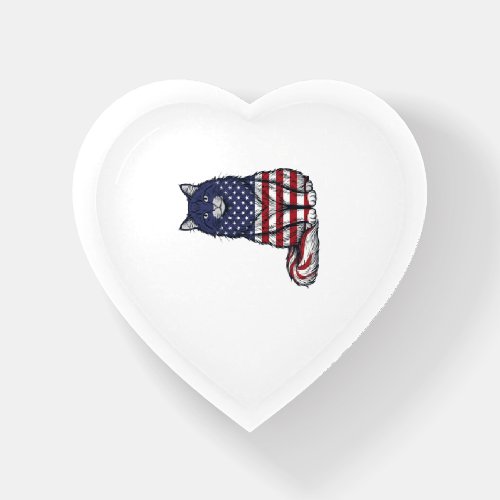 Patriotic Flag Cat Vintage Engraving Shirt Design_ Paperweight