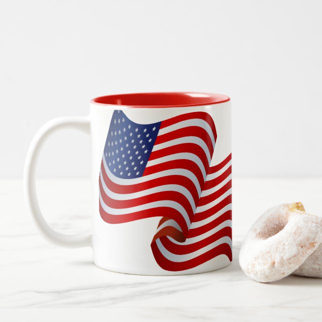 Patriotic Flag Coffee Mug (With Donut)