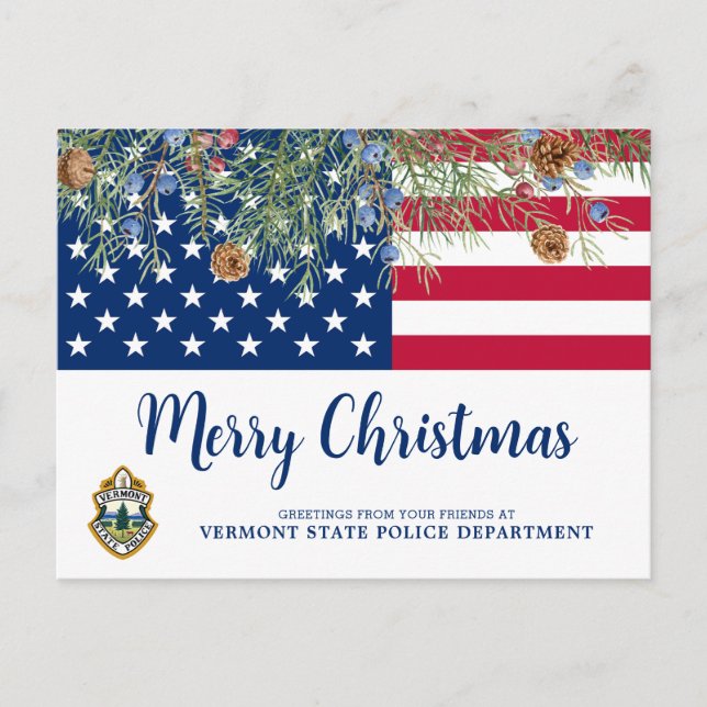 Patriotic Flag Corporate Logo Christmas Card (Front)