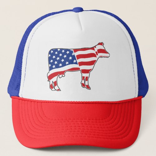 Patriotic_Flag Cow Trucker Hat