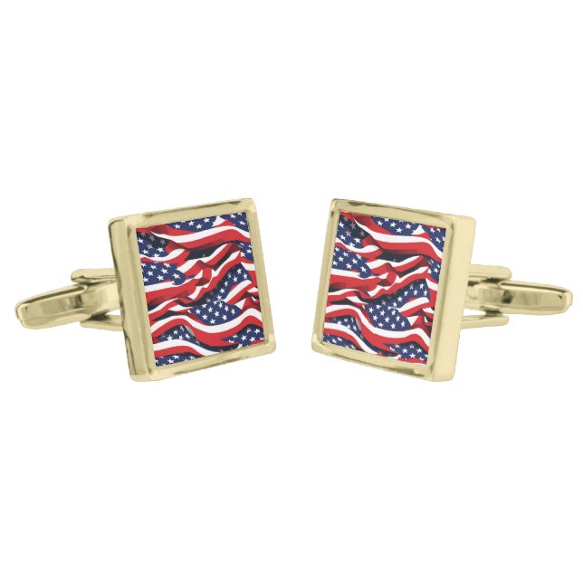Patriotic Flag Cufflinks (Angled)