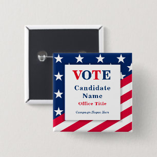 Patriotic Flag Custom Election Campaign Button