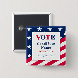 Patriotic Flag Custom Election Campaign Button