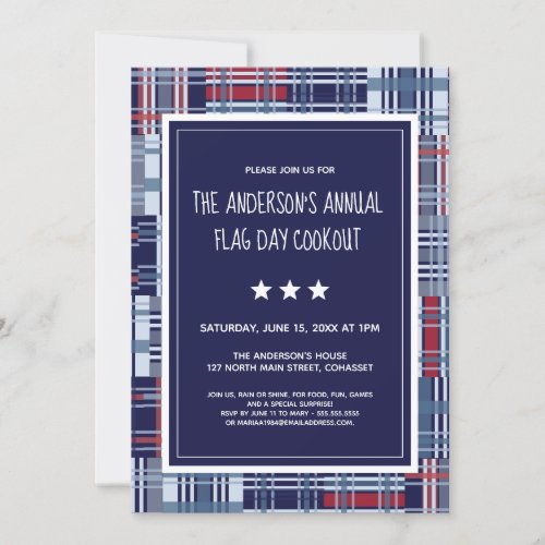 Patriotic Flag Day Summer Cookout Invite Madras