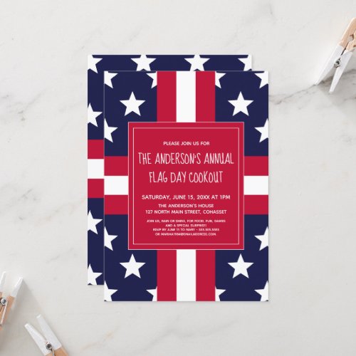 Patriotic Flag Day Summer Party Cookout Invite