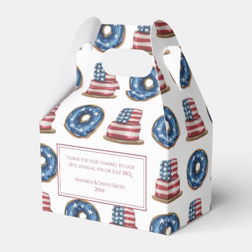 Patriotic Flag Donuts Cake 4th of July Party Favor Boxes