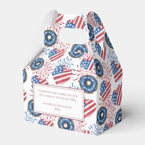 Patriotic Flag Donuts Fireworks 4th of July Party Favor Boxes
