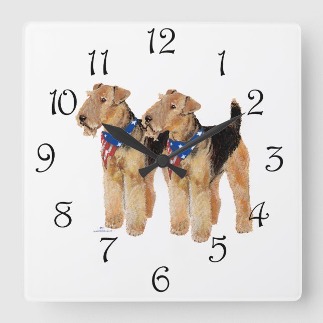 Patriotic Flag Duo Square Wall Clock (Front)