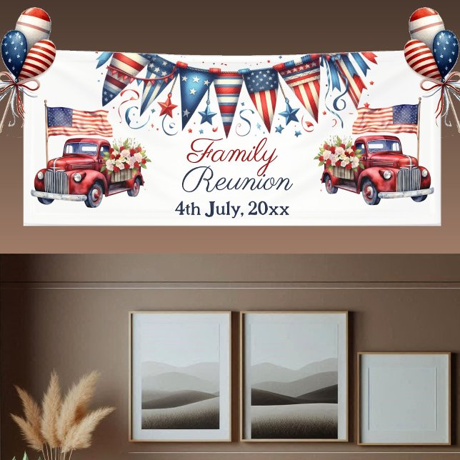 Patriotic Flag Family Reunion 4th July Bunting  Banner (Patriotic Flag Family Reunion 4th July Bunting Banner)
