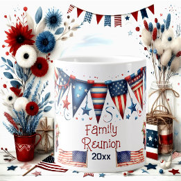 Patriotic Flag Family Reunion 4th July Bunting Giant Coffee Mug