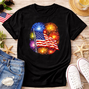 Patriotic Flag Fireworks  T-Shirt