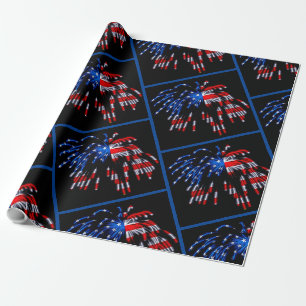 Patriotic Flag Fireworks Wrapping Paper