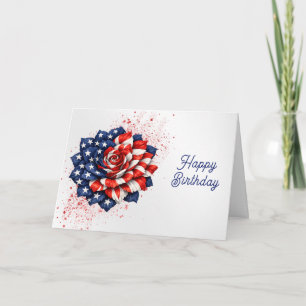 Patriotic Flag Floral Illustration Birthday Card
