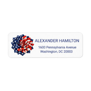 Patriotic Flag Floral Illustration Return Address Label