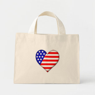 Patriotic Flag Heart Tote Bag