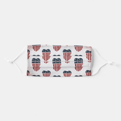 patriotic flag hearts adult cloth face mask