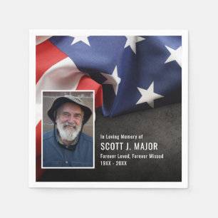 Patriotic Flag In Loving Memory Sympathy Photo Napkins