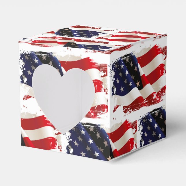 Patriotic Flag July 4th Party Favor Box (Front Side)