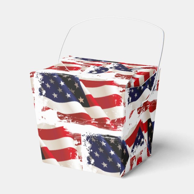 Patriotic Flag July 4th Party Favor Box (Front Side)