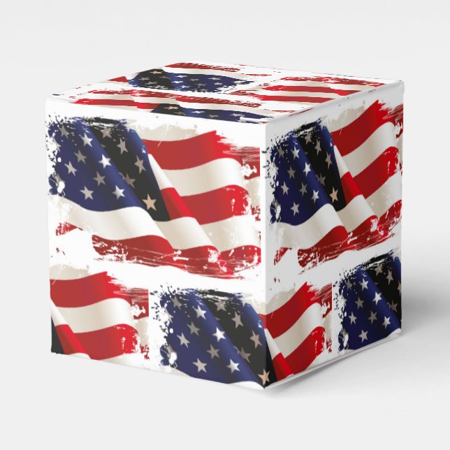 Patriotic Flag July 4th Party Favor Box (Front Side)