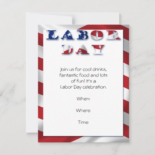 Patriotic Flag Labor Day Party Invitation