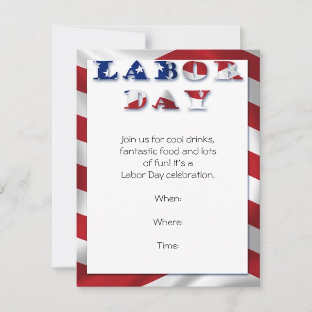 Patriotic Flag Labor Day Party Invitation (Front)