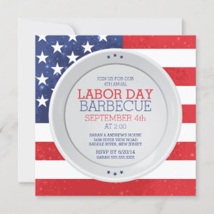 Patriotic Flag Labor Day Summer Barbecue Party Invitation