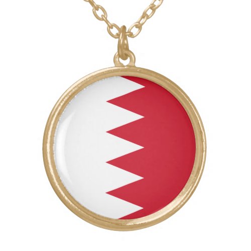 Patriotic Flag of Bahrain Gold Plated Necklace