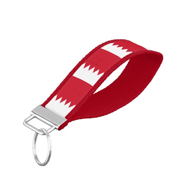 Patriotic Flag of Bahrain Wrist Keychain (Angled Down)