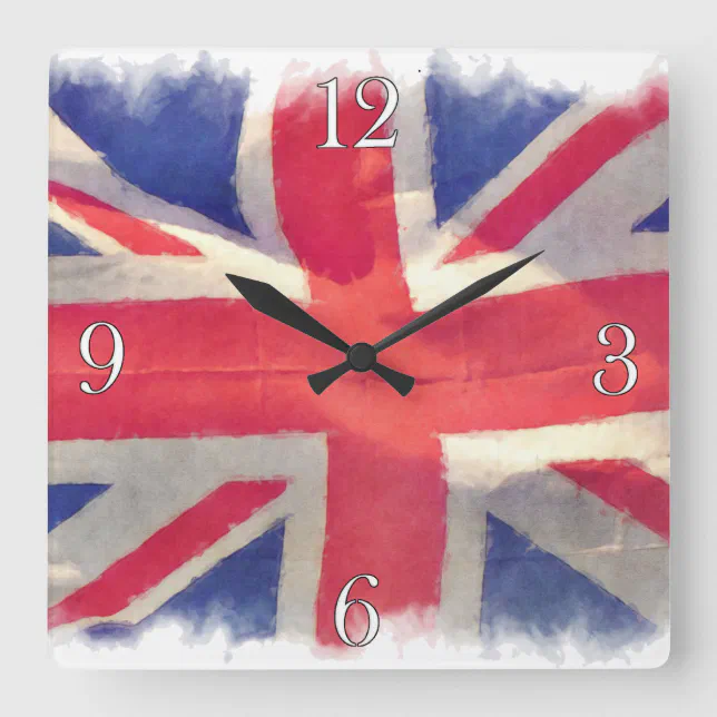 Patriotic Flag of Britain, Union Jack, Union Flag Square Wall Clock ...