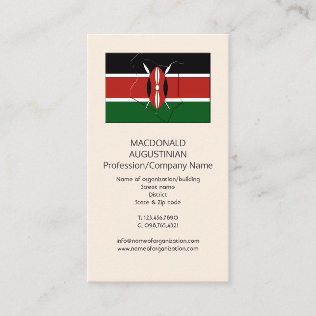 Patriotic | FLAG OF KENYA | Add Logo Business Card (Front)