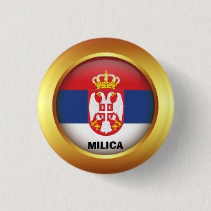 Patriotic flag of Serbia Button