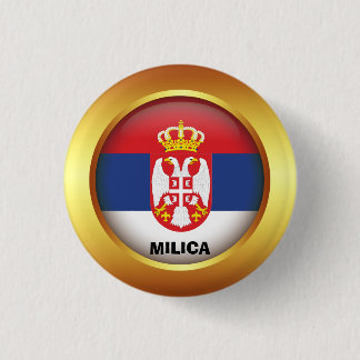 Patriotic flag of Serbia Button
