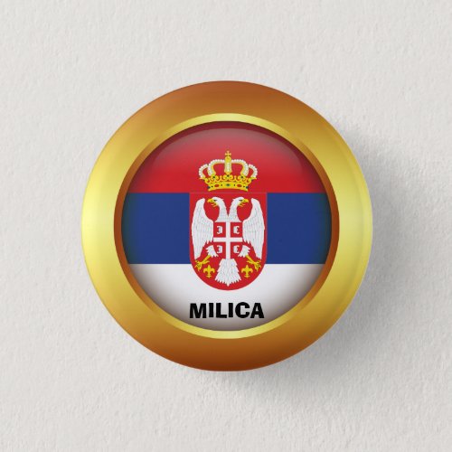 Patriotic flag of Serbia Button